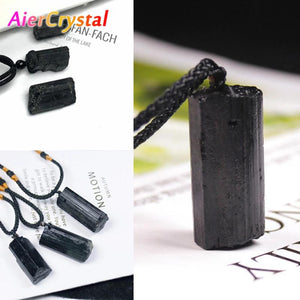 Tourmaline Pillar Pendant Natural Stone Necklace Healing Energy Jewelry
