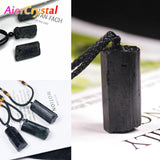 Tourmaline Pillar Pendant Natural Stone Necklace Healing Energy Jewelry