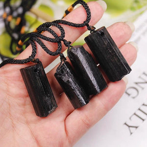 Tourmaline Pillar Pendant Natural Stone Necklace Healing Energy Jewelry