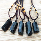 Tourmaline Pillar Pendant Natural Stone Necklace Healing Energy Jewelry