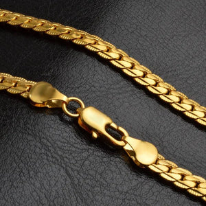 18K 5mm Full Sideways Chain Necklace For Women Man Wedding Party
