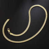 18K 5mm Full Sideways Chain Necklace For Women Man Wedding Party
