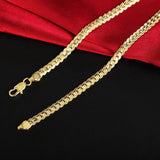 18K 5mm Full Sideways Chain Necklace For Women Man Wedding Party
