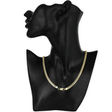 18K 5mm Full Sideways Chain Necklace For Women Man Wedding Party