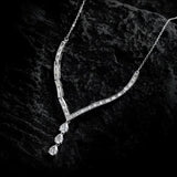 925 Silver Geometric CZ Y Shape Pendant Necklace Choker Jewelry