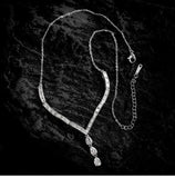 925 Silver Geometric CZ Y Shape Pendant Necklace Choker Jewelry