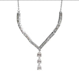 925 Silver Geometric CZ Y Shape Pendant Necklace Choker Jewelry
