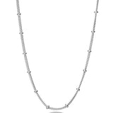 Vintage Silver Beaded Chain Adjustable Necklace 925 Sterling Silver