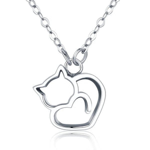925 Sterling Silver Cat Pendant Necklace for Women