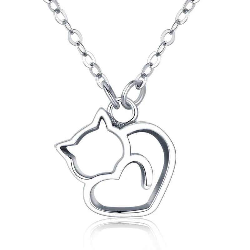 925 Sterling Silver Cat Pendant Necklace for Women