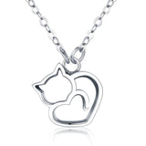 925 Sterling Silver Cat Pendant Necklace for Women