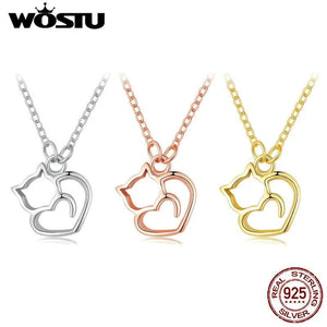 925 Sterling Silver Cat Pendant Necklace for Women