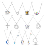 Silver Colorful Palette Necklace with Unicorn Elephant Charm