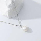 925 Silver Beads Chain Pearl Pendant Necklace Women Fine Jewelry