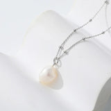 925 Silver Beads Chain Pearl Pendant Necklace Women Fine Jewelry