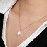 925 Silver Beads Chain Pearl Pendant Necklace Women Fine Jewelry