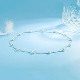925 Silver Synthesis Pearl Chain Clavicle Necklace Wedding Party S925 Jewelry