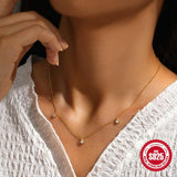 925 Silver Plated Necklace with Sparkling Zircon Clavicle Chain