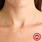 925 Silver Plated Necklace with Sparkling Zircon Clavicle Chain