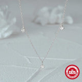 925 Silver Plated Necklace with Sparkling Zircon Clavicle Chain