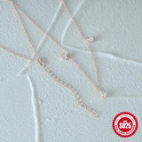 925 Silver Plated Necklace with Sparkling Zircon Clavicle Chain