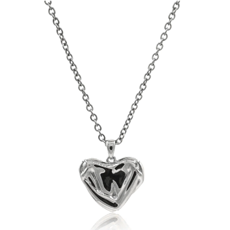 DPLAOPA 925 Silver Geometric Heart Pendant Long Chain Fine Jewelry