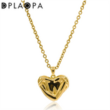 DPLAOPA 925 Silver Geometric Heart Pendant Long Chain Fine Jewelry