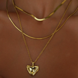 DPLAOPA 925 Silver Geometric Heart Pendant Long Chain Fine Jewelry