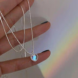 925 Silver Moonstone Heart Pendant Necklace Tassel Choker for Women Wedding