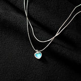 925 Silver Moonstone Heart Pendant Necklace Tassel Choker for Women Wedding