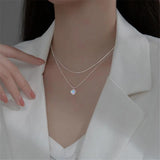 925 Silver Moonstone Heart Pendant Necklace Tassel Choker for Women Wedding