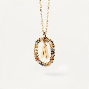 925 Silver Zircon Letter Necklace Choker Jewelry for Women