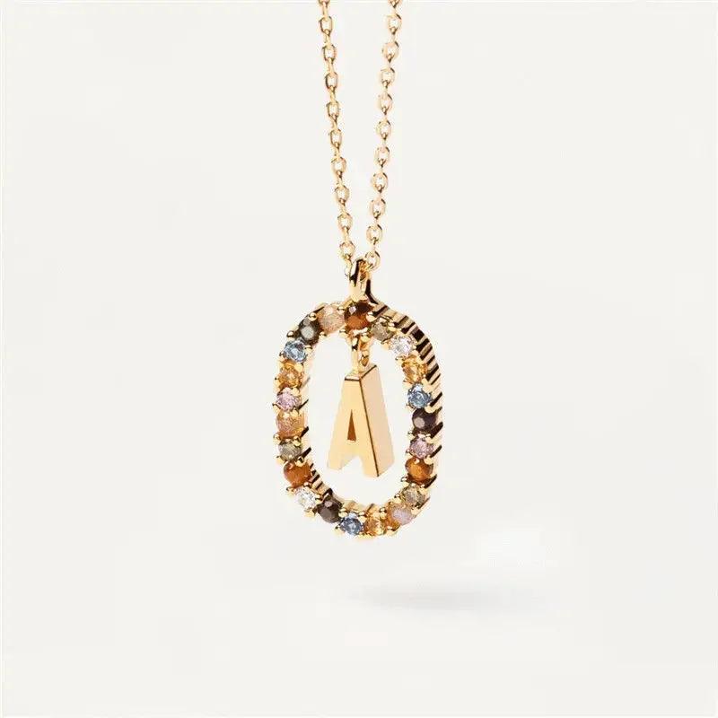 925 Silver Zircon Letter Necklace Choker Jewelry for Women