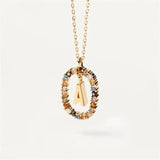 925 Silver Zircon Letter Necklace Choker Jewelry for Women