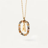 925 Silver Zircon Letter Necklace Choker Jewelry for Women
