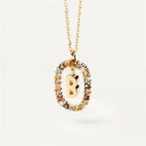 925 Silver Zircon Letter Necklace Choker Jewelry for Women