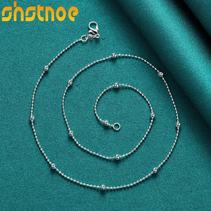 925 Silver 16-24 Smooth Beads Bamboo Chain Necklace Wedding Jewelry