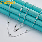 925 Silver 16-24 Smooth Beads Bamboo Chain Necklace Wedding Jewelry
