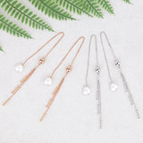 Tassel Ear Line Pearl Drop Earrings Silver Jewelry for Girls
