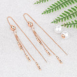 Tassel Ear Line Pearl Drop Earrings Silver Jewelry for Girls