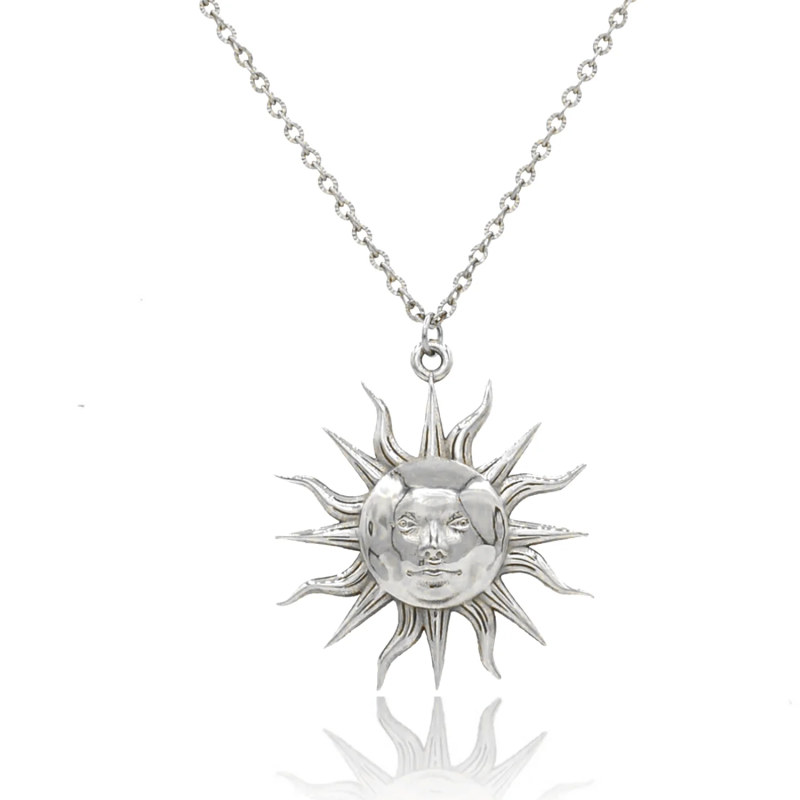925 Silver Sunflower Pendant Long Chain Necklace Choker Jewelry