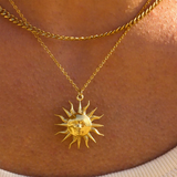 925 Silver Sunflower Pendant Long Chain Necklace Choker Jewelry