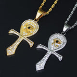 CZ Eye of Horus Pendant Necklace Men Ancient Egypt Ankh Cross Amulet