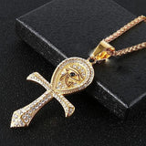 CZ Eye of Horus Pendant Necklace Men Ancient Egypt Ankh Cross Amulet
