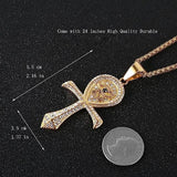 CZ Eye of Horus Pendant Necklace Men Ancient Egypt Ankh Cross Amulet
