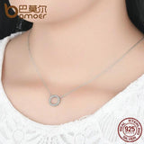 925 Silver Clear Zircon Heart Pendant Necklace for Women