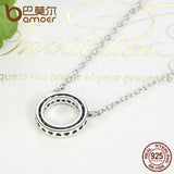 925 Silver Clear Zircon Heart Pendant Necklace for Women