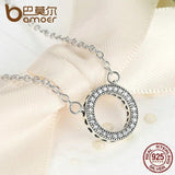 925 Silver Clear Zircon Heart Pendant Necklace for Women