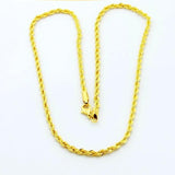 Hip Hop 24K 3MM Rope Twist Electroplating Necklace Wedding Jewelry