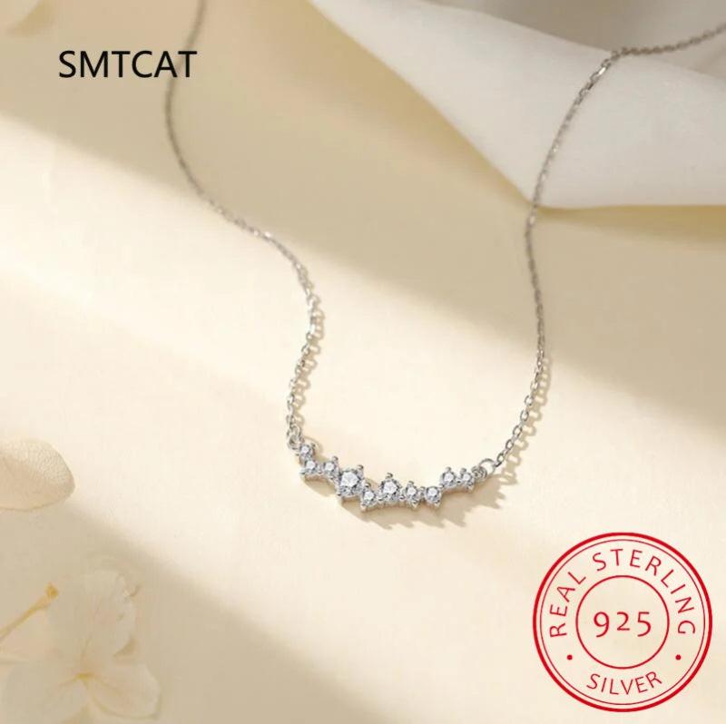 925 Silver 0.58CT Moissanite Necklace Smile Pendant